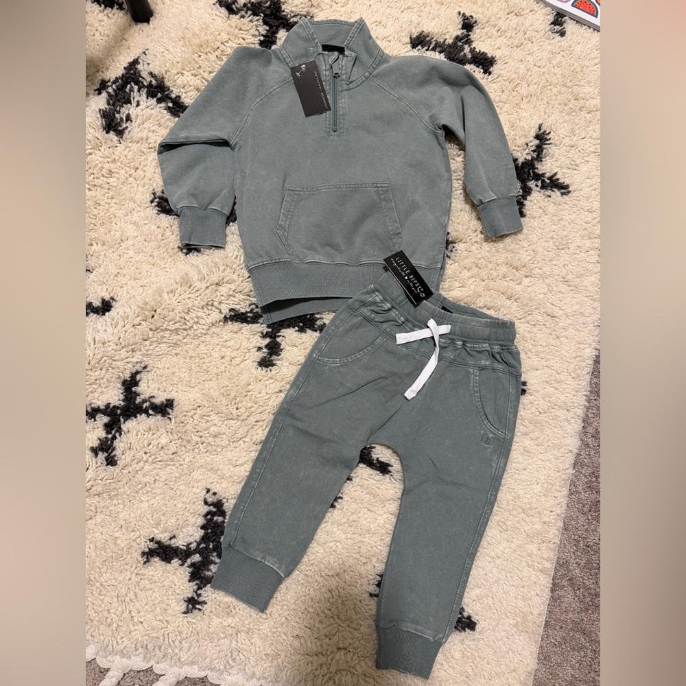 Little Bipsy Green half zip set